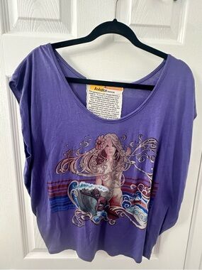 Aviator Nation Purple Mermaid Sea Goddess Tee Small Oversized . RARE!!!
